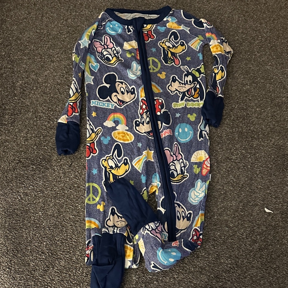 Little Sleepies Disney Navy Blue Mickey & Friends Footed One-Piece Pajama